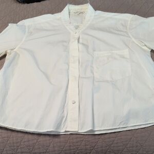 Helmut Lang Off White Cropped Button Down Shirt Size Medium